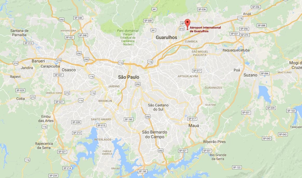 ನಕ್ಷೆ ಅಂತಾರಾಷ್ಟ್ರೀಯ ವಿಮಾನ Guarulhos