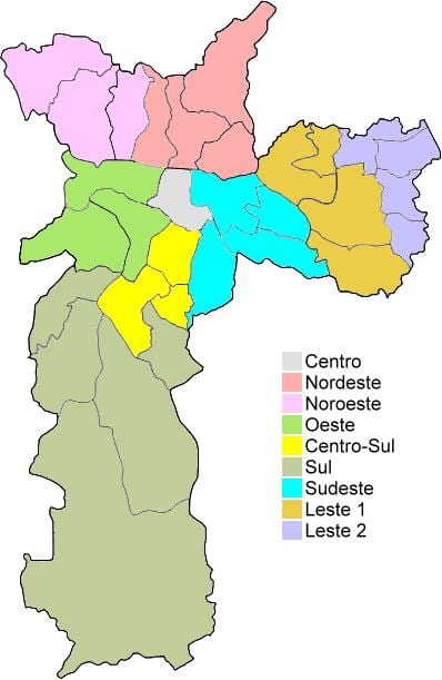 ನಕ್ಷೆ ಆಡಳಿತ ಪ್ರದೇಶಗಳಲ್ಲಿ ಸಾವೊ ಪಾಲೊ
