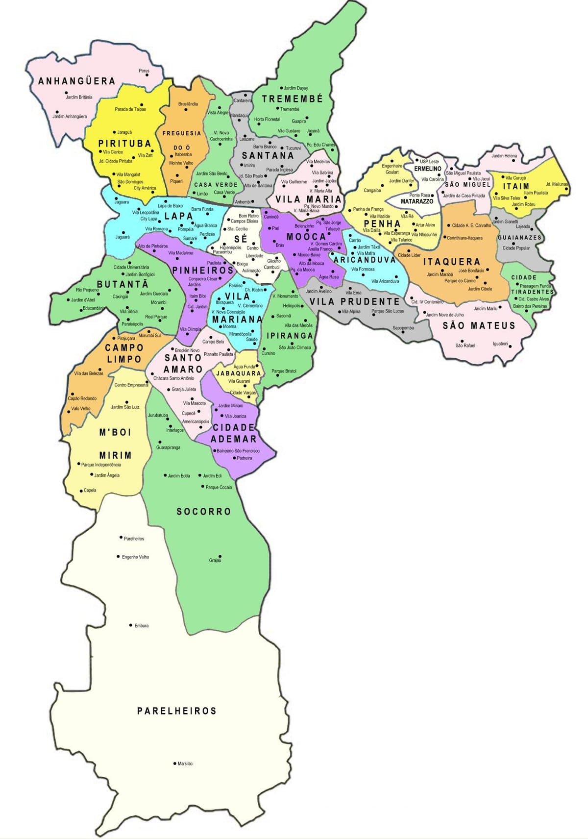 ನಕ್ಷೆ ಉಪ-prefectures ಸಾವೊ ಪಾಲೊ