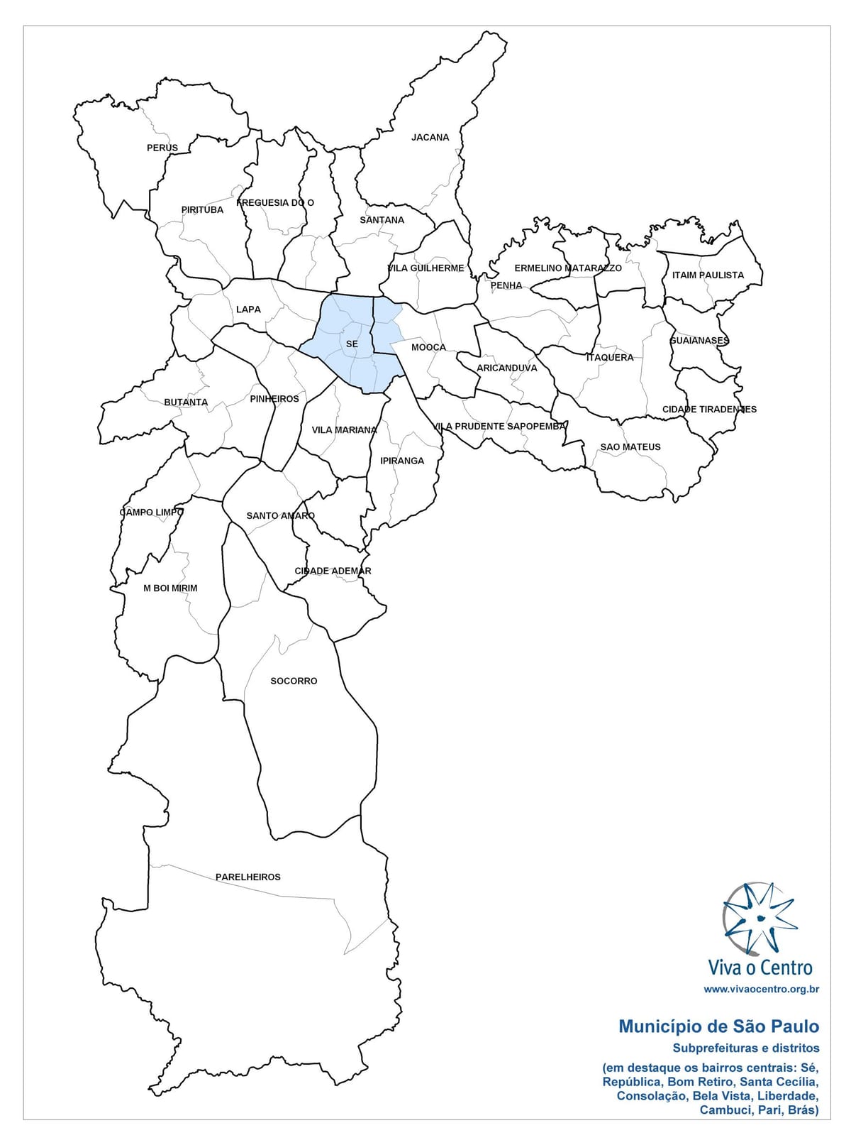 ನಕ್ಷೆ ಕೇಂದ್ರ ವಲಯ ಸಾವೊ ಪಾಲೊ