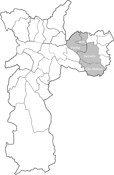 ನಕ್ಷೆ ವಲಯ Leste 1 ಸಾವೊ ಪಾಲೊ