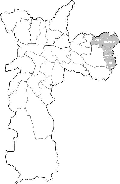 ನಕ್ಷೆ ವಲಯ Leste 2 ಸಾವೊ ಪಾಲೊ