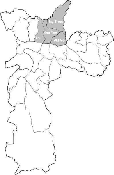 ನಕ್ಷೆ ವಲಯ Nordeste ಸಾವೊ ಪಾಲೊ