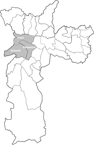ನಕ್ಷೆ ವಲಯ Oeste ಸಾವೊ ಪಾಲೊ