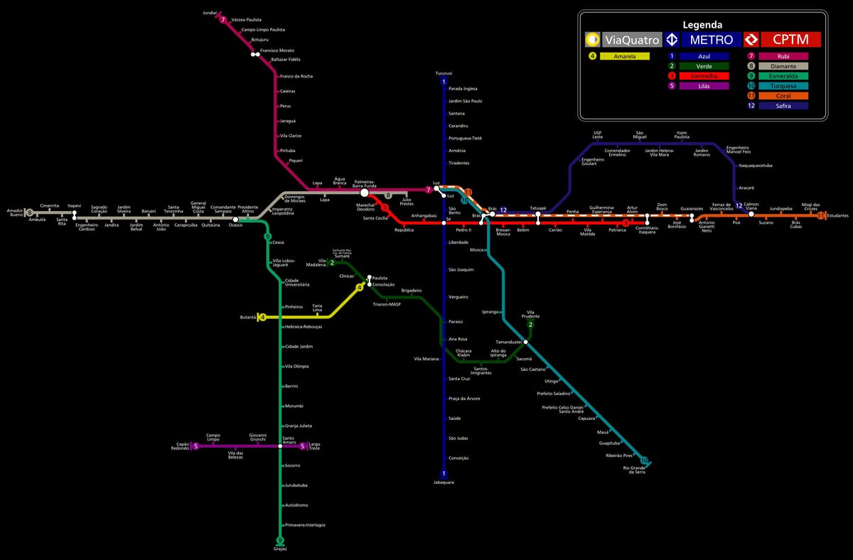 ಮ್ಯಾಪ್ ಆಫ್ ಸಾವೊ ಪಾಲೊ CPTM ಮೆಟ್ರೋ
