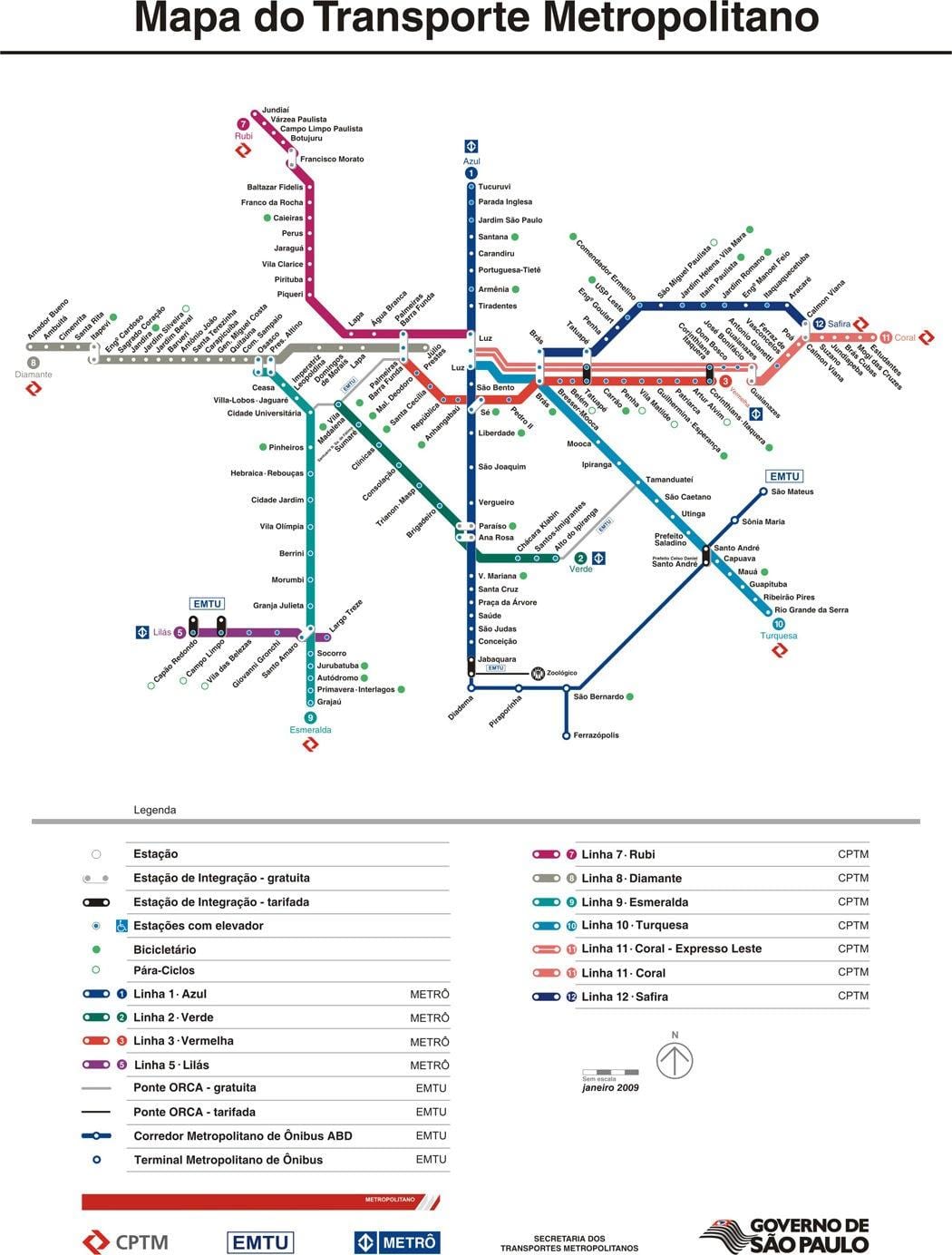 ಮ್ಯಾಪ್ ಆಫ್ ಸಾವೊ ಪಾಲೊ CPTM ಸಾರಿಗೆ