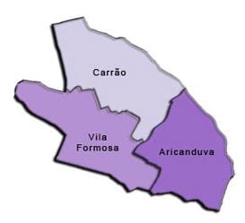 ನಕ್ಷೆ Aricanduva-Vila Formosa ಉಪ-ಪ್ರಿಫೆಕ್ಚರ್