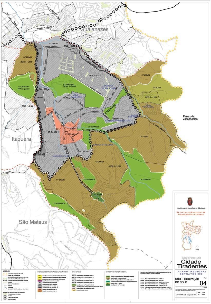 ನಕ್ಷೆ Cidade ತಿರದೆಂತೆಸ್ ಅತ್ಯುನ್ನತ ಗೌರವಾರ್ಥ ಸಾವೊ ಪಾಲೊ - ಉದ್ಯೋಗ ಮಣ್ಣಿನ
