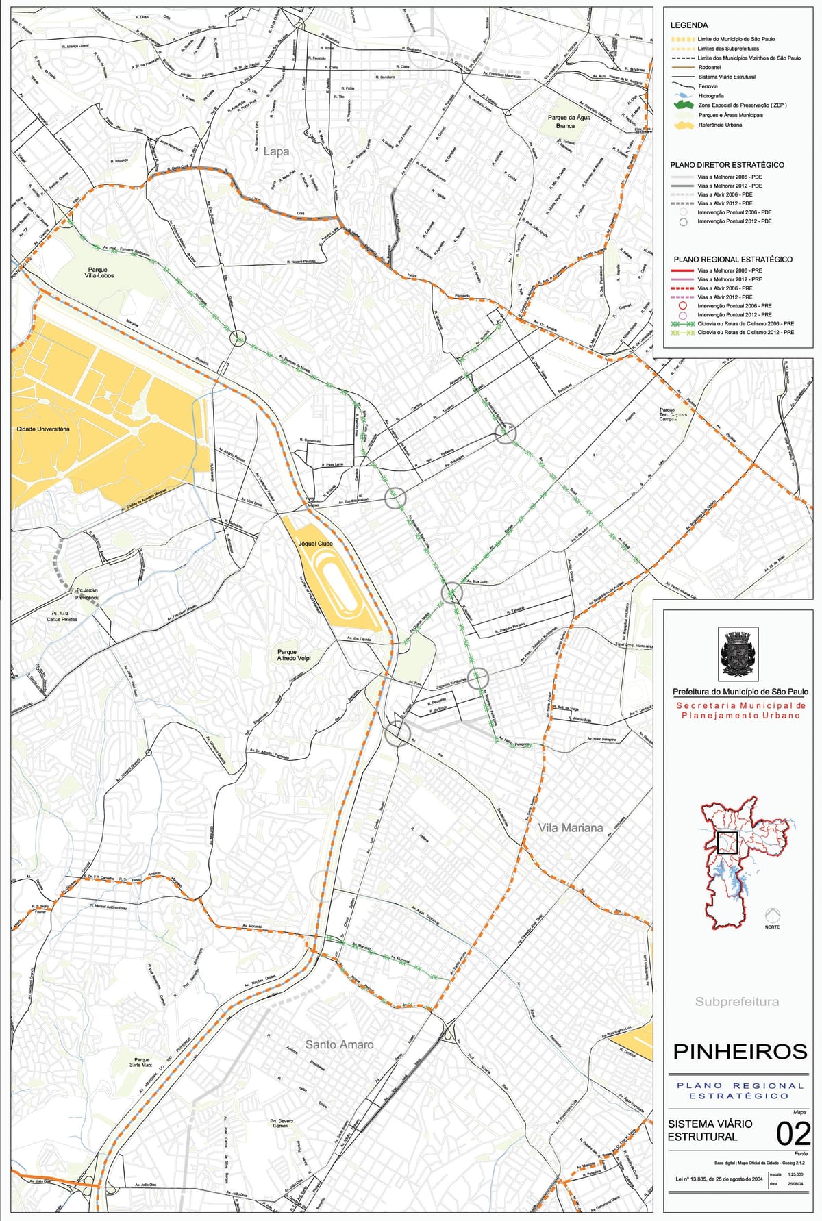 ನಕ್ಷೆ Pinheiros ಸಾವೊ ಪಾಲೊ - ರಸ್ತೆಗಳು
