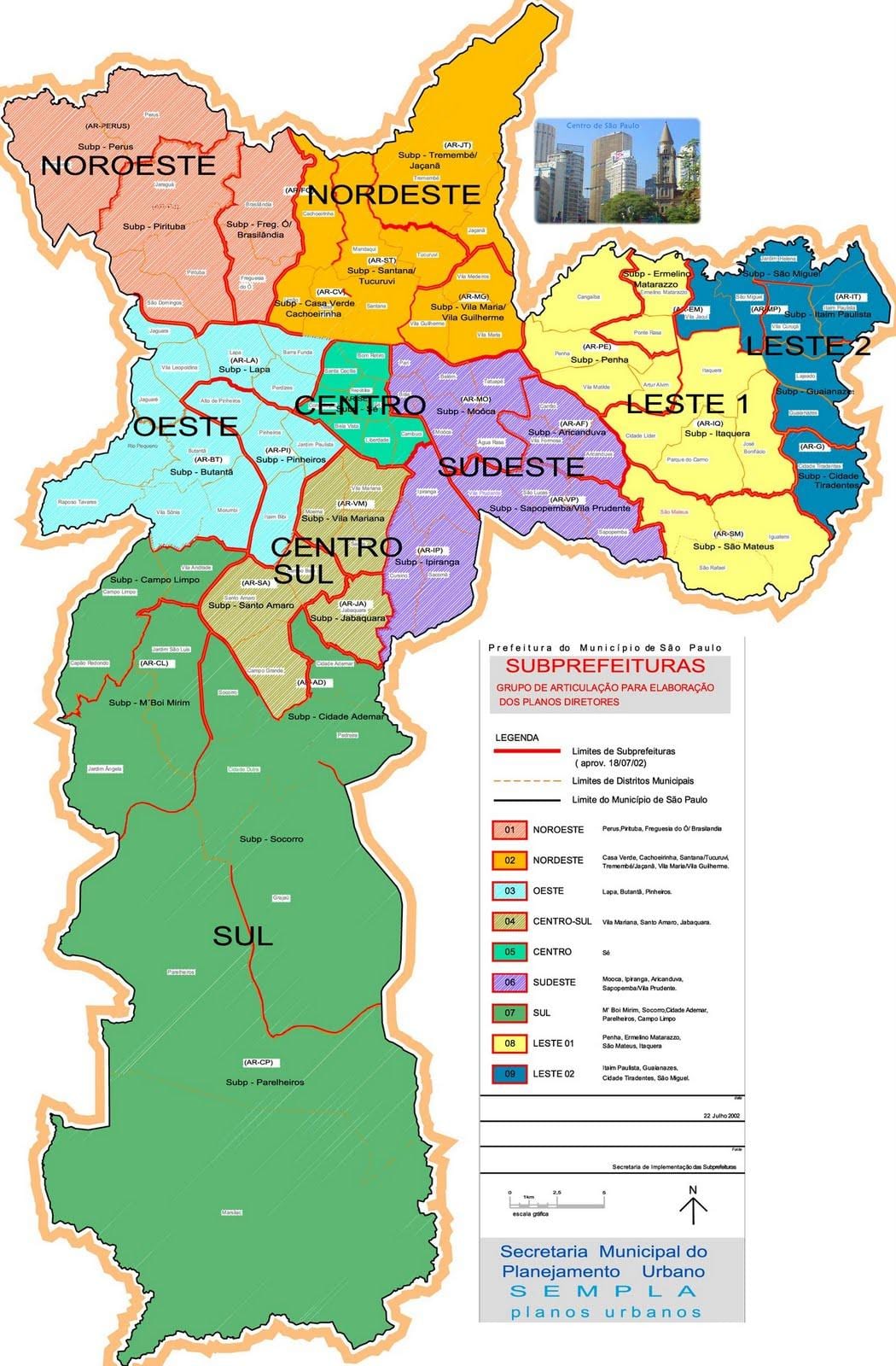 ನಕ್ಷೆ zonas ಸಾವೊ ಪಾಲೊ