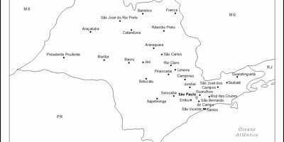 ಮ್ಯಾಪ್ ಆಫ್ ಸಾವೊ ಪಾಲೊ ವರ್ಜಿನ್ - ಮುಖ್ಯ ನಗರಗಳು