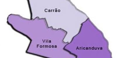 ನಕ್ಷೆ Aricanduva-Vila Formosa ಉಪ-ಪ್ರಿಫೆಕ್ಚರ್